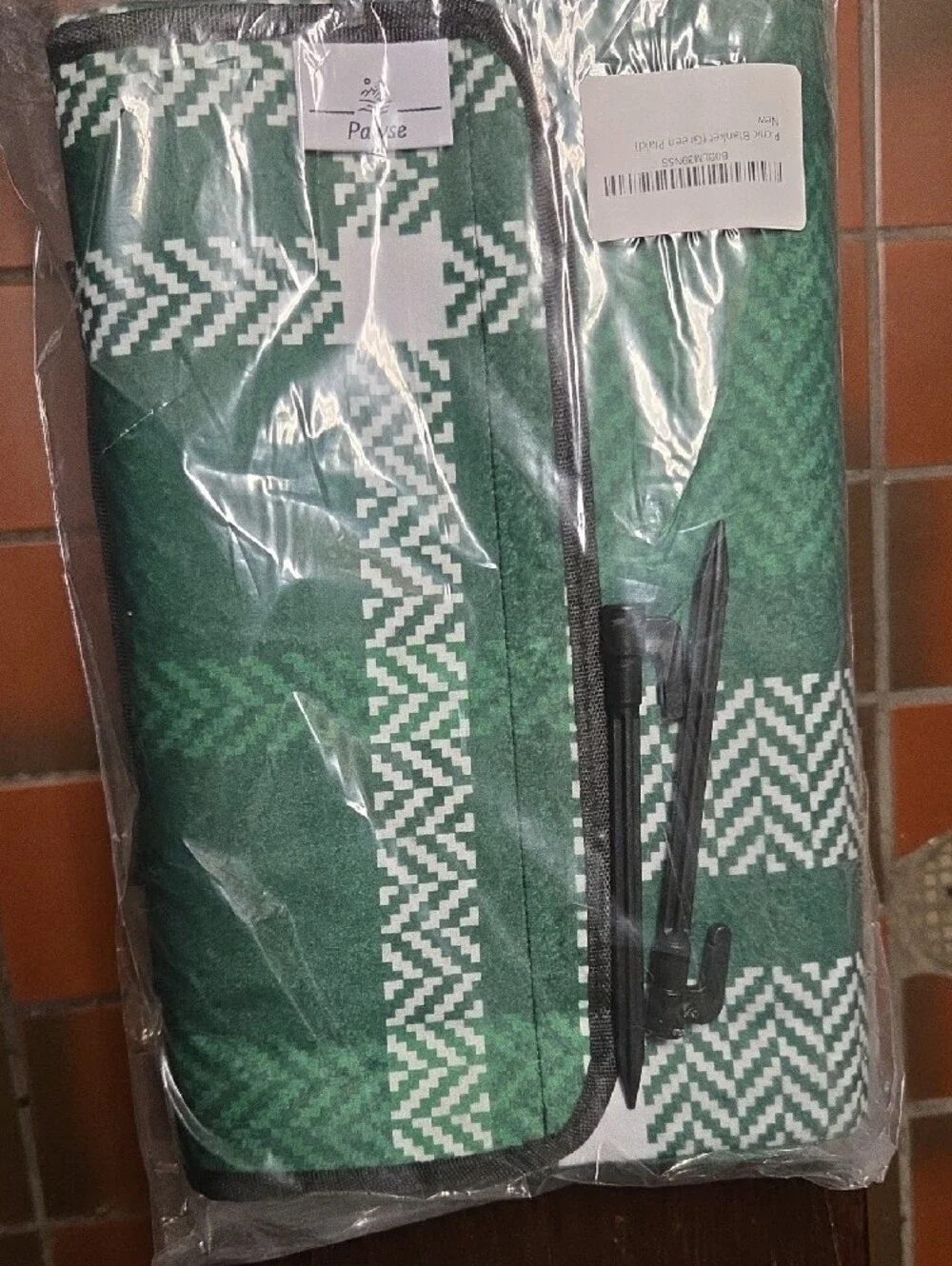 Green Plaid Waterproof Picnoc Dog Blanket